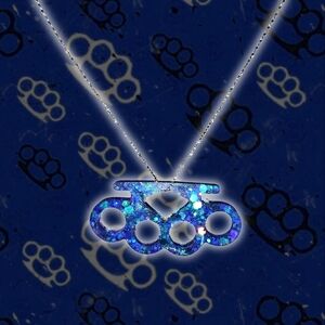 Sparkling Blue Brass Knuckle Necklace